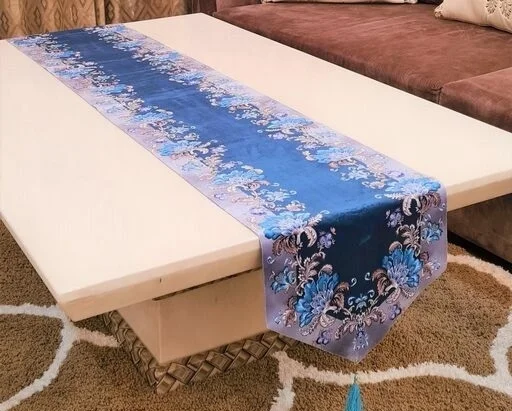 Groki Cotton table Runner ( Brown_16*72 Inch ) - Blue
