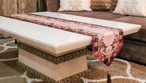 Groki Embroidery Cotton Table Runner for Party /Wedding 16*72 inch/ Home Decoration - Brown, Embroidery