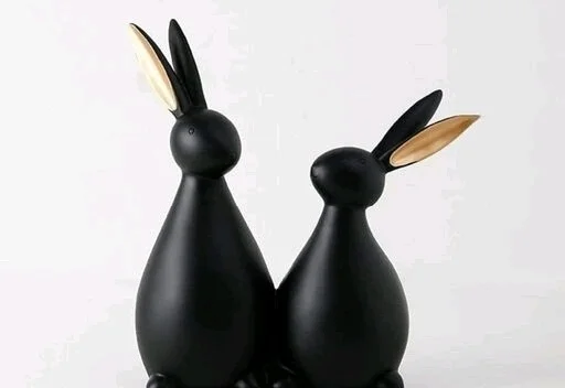 Black Rabbit Pair Decorative showpiece statue for Vaastu Figurine Home Decor Office /Living Room - Bunny