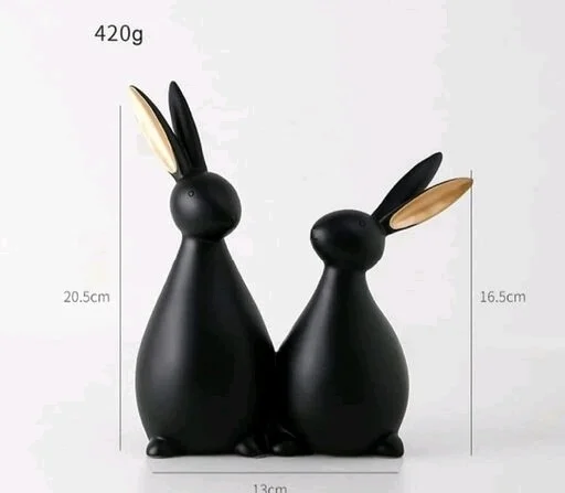 Black Rabbit Pair Decorative showpiece statue for Vaastu Figurine Home Decor Office /Living Room - Bunny