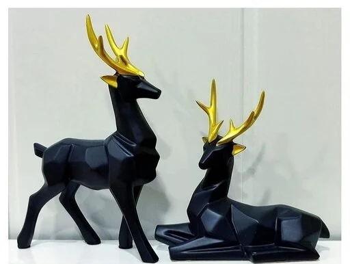 Black Rabbit Pair Decorative showpiece statue for Vaastu Figurine Home Decor Office /Living Room - Deer