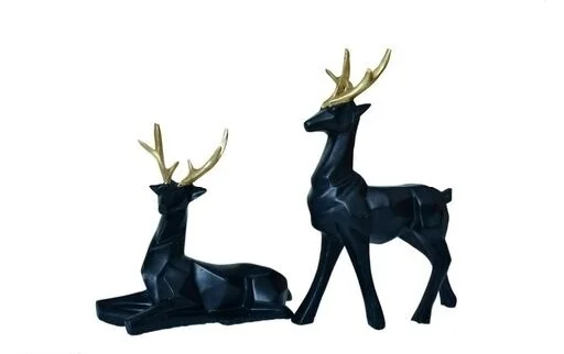 Black Rabbit Pair Decorative showpiece statue for Vaastu Figurine Home Decor Office /Living Room - Deer