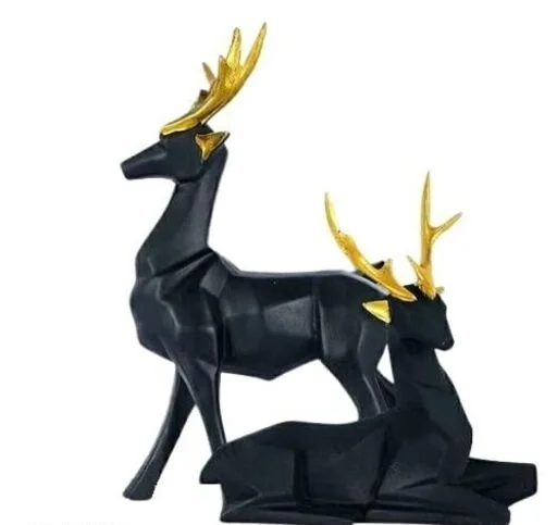 Black Rabbit Pair Decorative showpiece statue for Vaastu Figurine Home Decor Office /Living Room - Deer