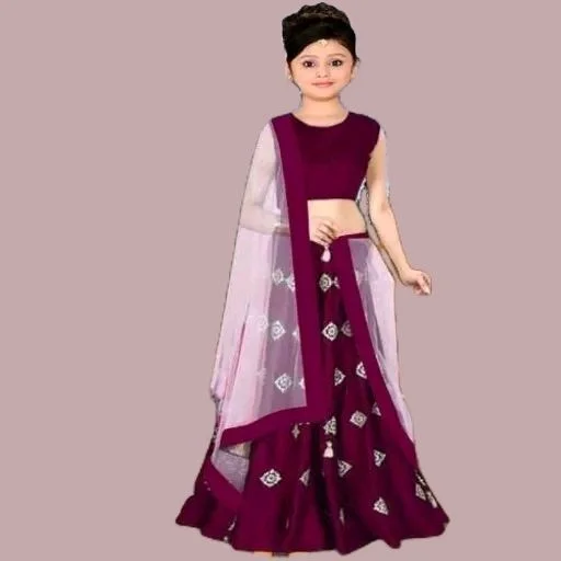 Girl's Embroidered Lahenga Choli with Dupatta Set- Kids Ethnic Wear (3-8 years) - 5-6yrs