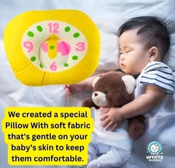 Ultra Soft Cotton Clock Print New Born Baby Head and Neck Support Pillow For Reshape Baby Head Pack Of 2 Yellow and Pink - Red And Pink, Pack of 2