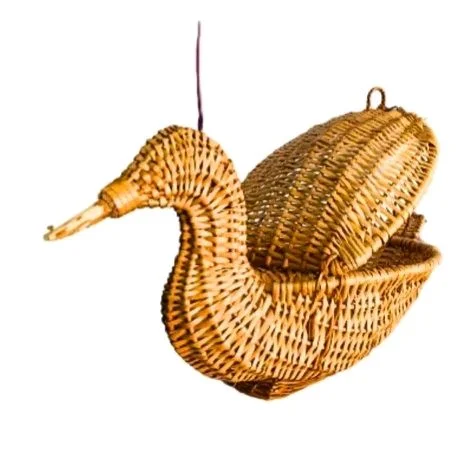 Handcrafted Swan Bamboo Sticks Cane Fruits & Vegetable (Brown) Storage Basket For Wedding Hamper. - Brown, WITOUT LID, 1