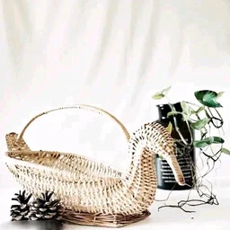 Handcrafted Swan Bamboo Sticks Cane Fruits & Vegetable (Brown) Storage Basket For Wedding Hamper. - Brown, WITOUT LID, 1