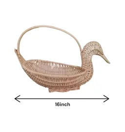 Handcrafted Swan Bamboo Sticks Cane Fruits & Vegetable (Brown) Storage Basket For Wedding Hamper. - Brown, WITOUT LID, 1