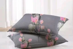 Glace Cotton Double Bed Bedsheet With 2 Pillows Covers (80×90 Inch) - Double Queen, Gray, Cotton