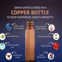 Seamless Peacock Printed 1lt Copper Water Bottle With Glass- Ayurvedic 100 % Pure Koper Water Storage. - 2 COPPER BOTTLE