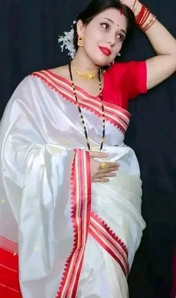 Traditional Red Temple Border Cream Garad Kanjivaram Silk Saree for Women