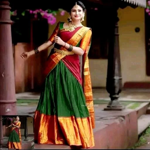 Festive Kanjivaram Silk Pure Zari Lehenga with Heavy Jacquard Dupatta - Japanese Laurel