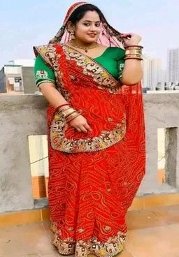 Trendy Red Leheriya Print Bandhani Georgette Saree With Blouse Piece |Hathi Border Rajasthani saree for Women - Vermilion