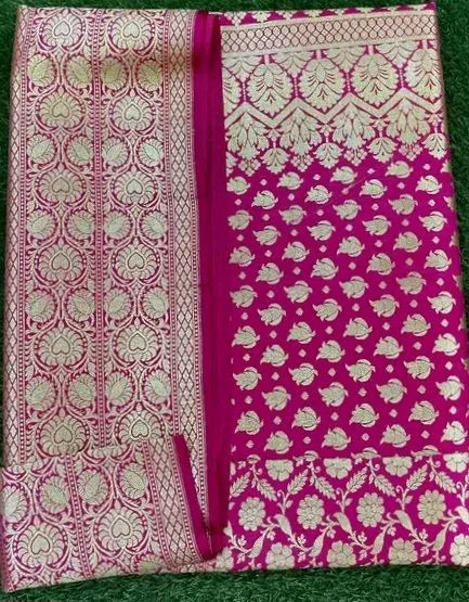 Pink Banarsi Saree With Running Blouse