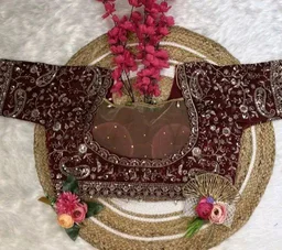 Women Soft Satain Traditional Party Wear Embrodered Saree With Stitched Blouse Upto 40 Size