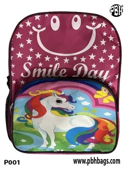 PBH Pbh P001 Smile day Small 14*12*5 Picture Backpack - 12*10*4 Inches, Magenta / Fuchsia