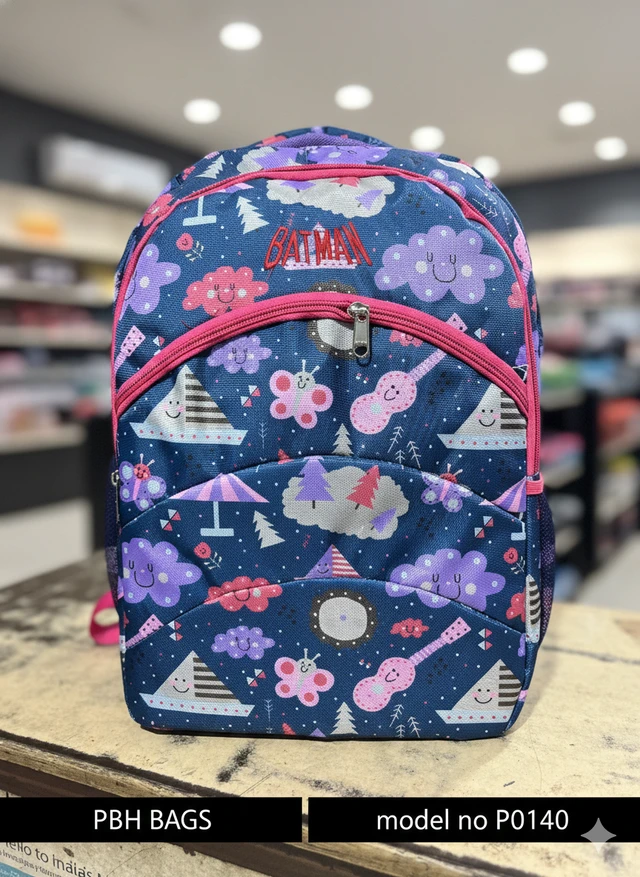PBH BAGS P0140 Vibrant Multi-Compartment Kids' School Backpack with Ergonomic Padded Straps 18*14*8