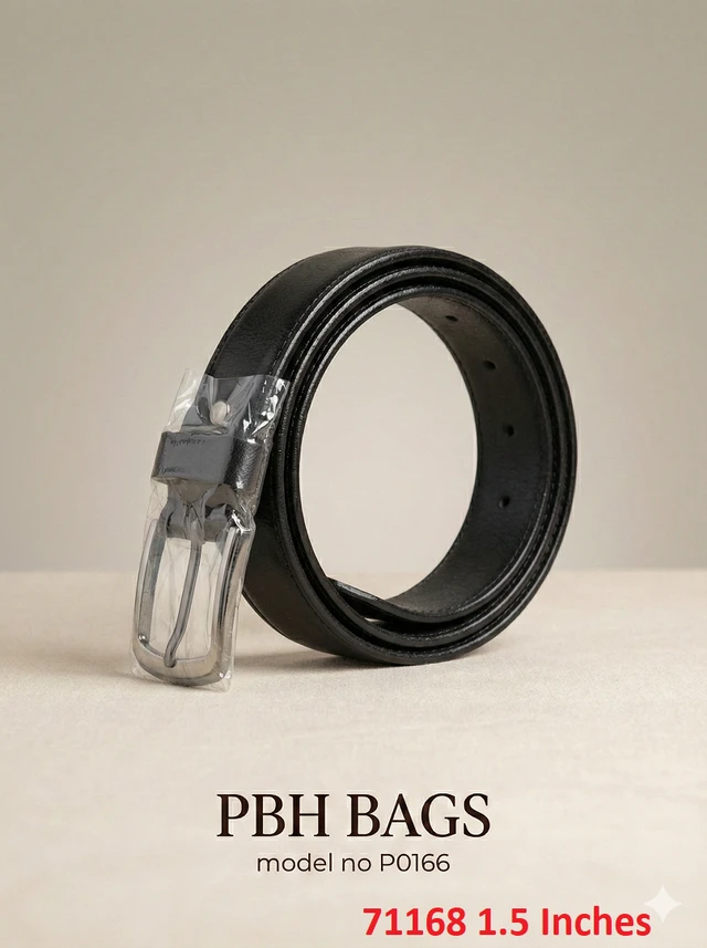 PBH Bags Classic Stitched Black Belt 1.5 Inches – Model P0166