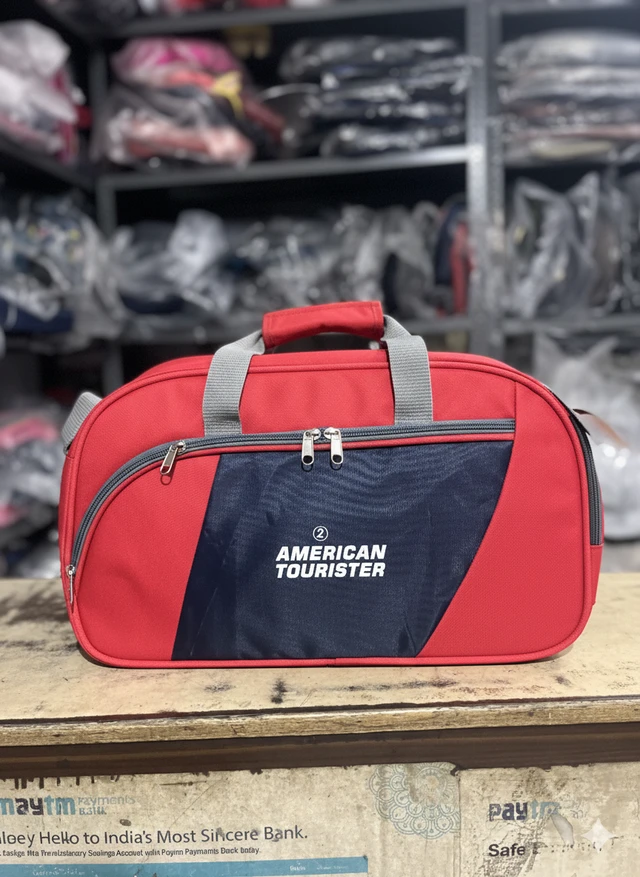 PBH p099 American Tourister Red & Black Duffel Bag 20*16*10