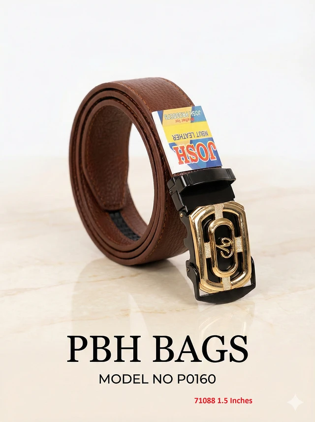 PBH BAGS Men's Premium Black Leather Belt – Model P0160 (1.5 Inch)