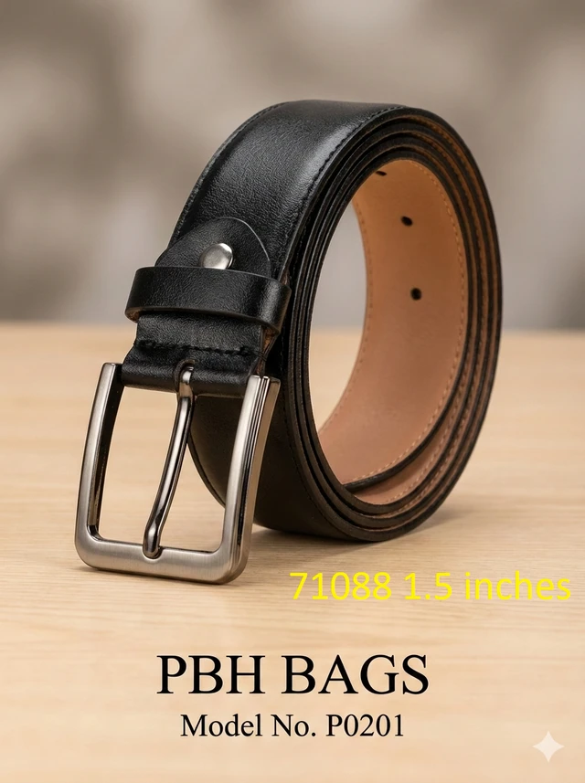  PBH Bags | Classic Black Executive Leather Belt P0201