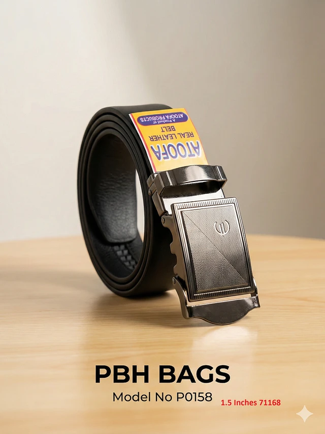 PBH BAGS Men's Premium Black Real Leather Ratchet Belt – Model P0158 (1.5 Inch)