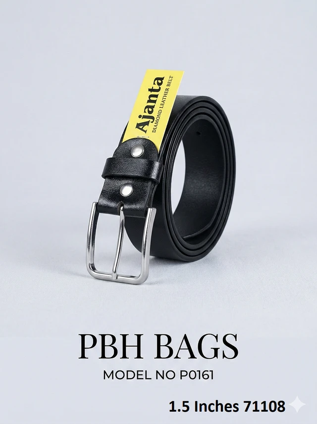 PBH Bags Classic Black Leather Belt 1.5 Inches – Model P0161