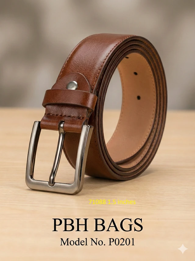 PBH PBH Bags | Classic Black Executive Leather Belt P0201 - Brown Bramble