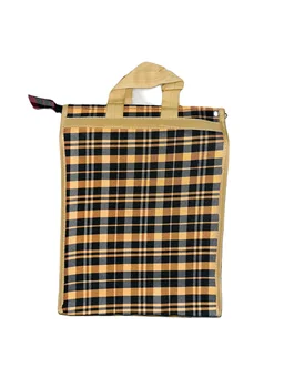 PBH p079 Matty Rubber Shopping Bags - 12*10*2 Inches, Gold