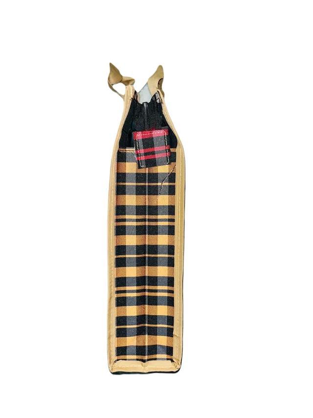 PBH p079 Matty Rubber Shopping Bags - 12*10*2 Inches, Gold