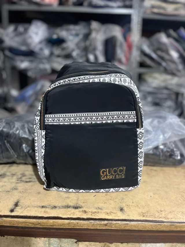 GUCCI PBH P072 14*12*6 Ethnic/Aztec Print Canvas Mini Backpack For Ladies/ Picnic - Black, 14*12*6