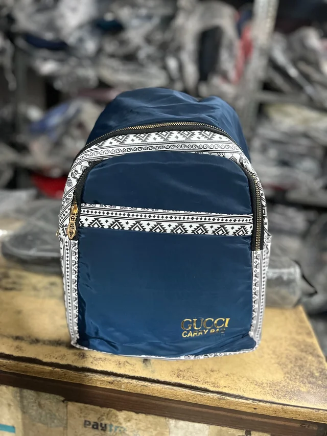GUCCI PBH P072 14*12*6 Ethnic/Aztec Print Canvas Mini Backpack For Ladies/ Picnic - Nevy Blue, 14*12*6