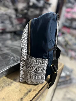 GUCCI PBH P072 14*12*6 Ethnic/Aztec Print Canvas Mini Backpack For Ladies/ Picnic - Nevy Blue, 14*12*6