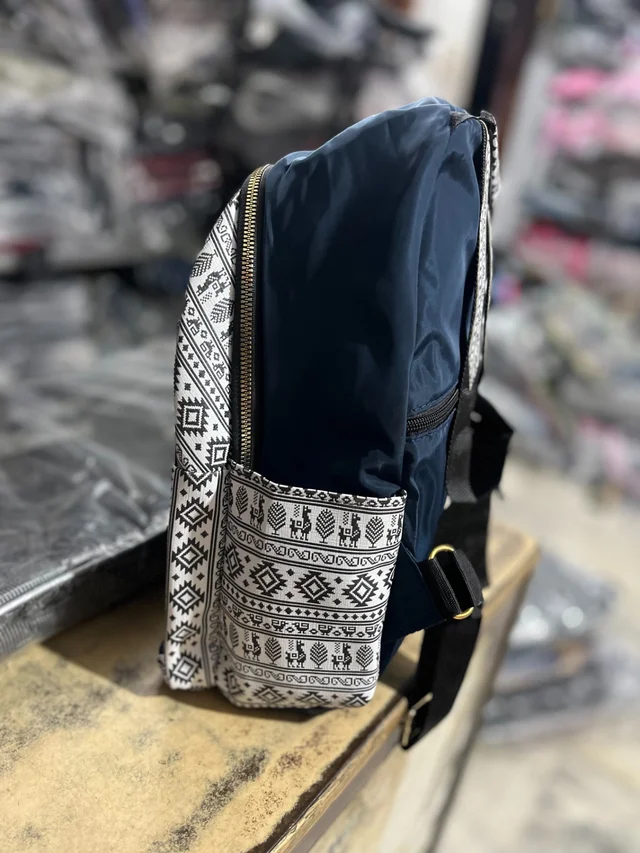 GUCCI PBH P072 14*12*6 Ethnic/Aztec Print Canvas Mini Backpack For Ladies/ Picnic - Nevy Blue, 14*12*6