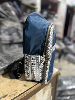 GUCCI PBH P072 14*12*6 Ethnic/Aztec Print Canvas Mini Backpack For Ladies/ Picnic - Nevy Blue, 14*12*6