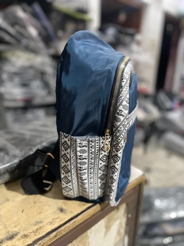 GUCCI PBH P072 14*12*6 Ethnic/Aztec Print Canvas Mini Backpack For Ladies/ Picnic - Nevy Blue, 14*12*6
