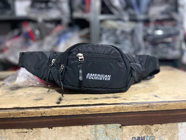 PBH P080 12*8*3 American Tourister Black Waist Bag / Fanny Pack / Belt Bag