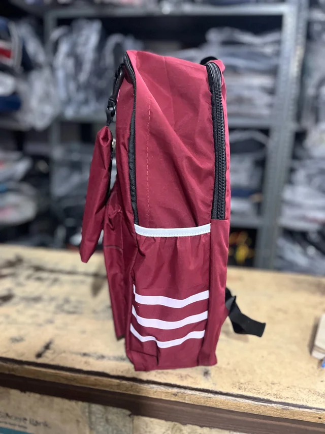 PBH P106 18*14*5 Fun & Functional Black Backpack with "Smile" Design Ladies Backpack - Burnt Maroon, 18*14*5