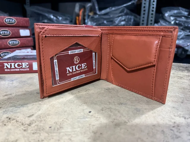 NICE "Nice" Real Leather Wallet / Gents Purse - Brown Bramble, 5*4