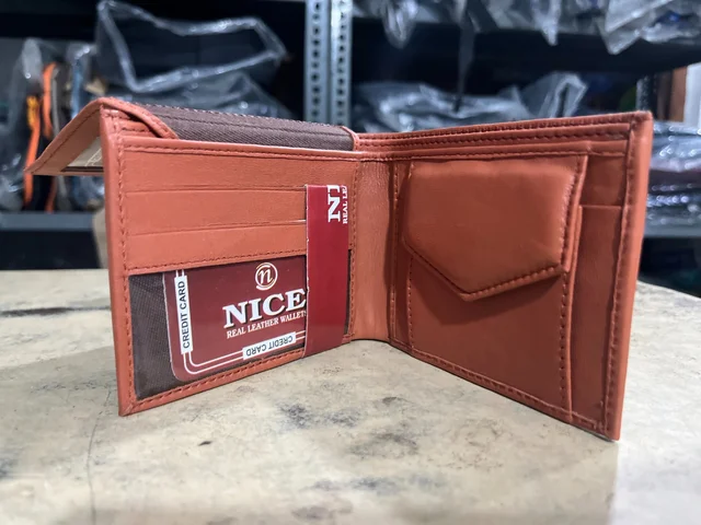 NICE "Nice" Real Leather Wallet / Gents Purse - Brown Bramble, 5*4