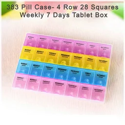 0383 Pill Case- 4 Row 28 Squares Weekly 7 Days Tablet Box Holder Medicine Storage Organizer Container - 0.103 kgs, China