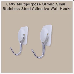 0499 Multipurpose Strong Small Stainless Steel Adhesive Wall Hooks(2pc) - 0.093 kgs, China