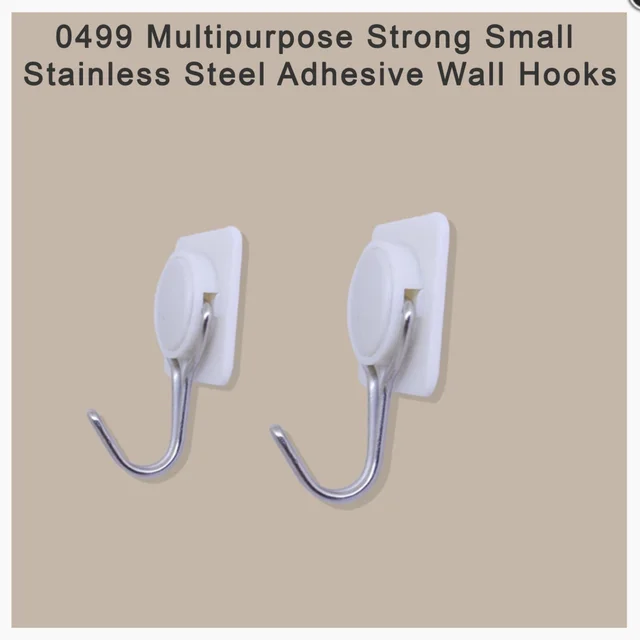 0499 Multipurpose Strong Small Stainless Steel Adhesive Wall Hooks(2pc) - 0.093 kgs, China