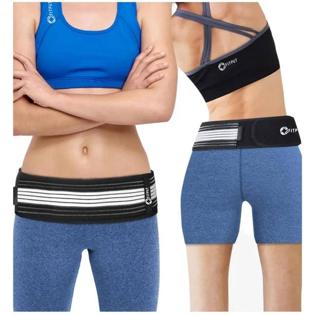 Sciatica Pain Relief Belt for Lower Back Support | Adjustable SI Joint Brace for Men & Women | Free Size Black Lumbar Support Belt | Made in India