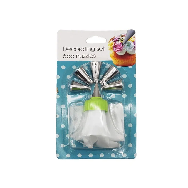 1153 Cake Decorating Nozzle with Piping Bag (Pack of 6) - 0.241 kgs, China