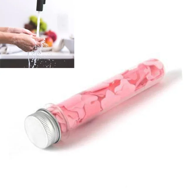 1319 Portable Hand Washing Bath Flower Shape Paper Soap Strips In Test Tube Bottle - 0.035 kgs, China