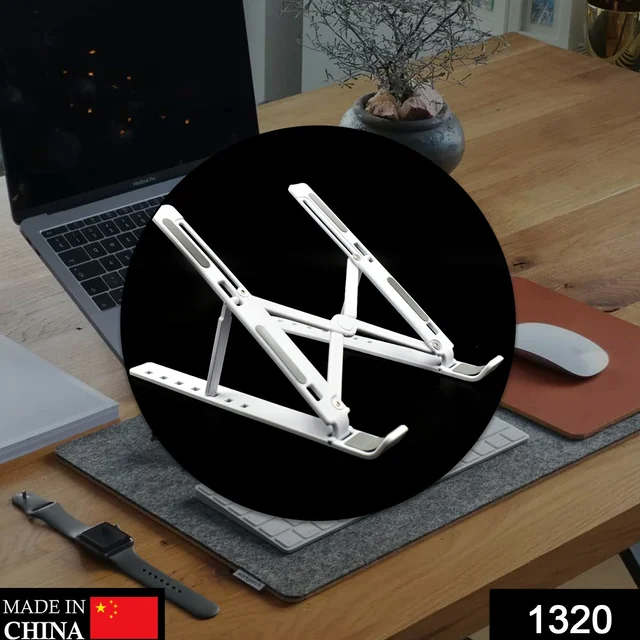 1320 Adjustable Laptop Stand Holder with Built-in Foldable Legs and High Quality Fibre - 0.115 kgs, China