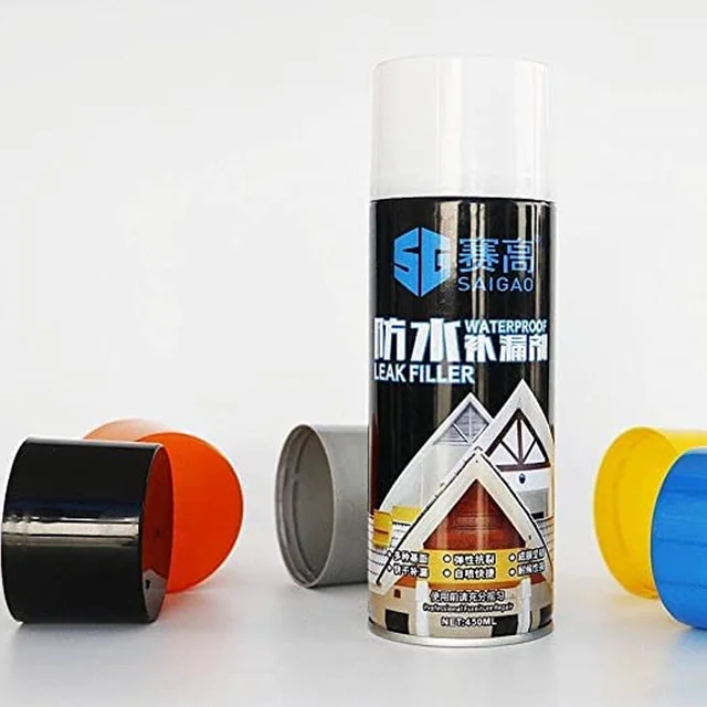 1332 Waterproof Leak Filler Spray Rubber Flexx Repair & Sealant - Point to Seal Cracks Holes Leaks Corrosion More for Indoor Or Outdoor Use Black Paint (450 Ml) - 0.388 kgs, China