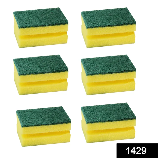 1429 Scrub Sponge 2 in 1 PAD for Kitchen, Sink, Bathroom Cleaning Scrubber (6 pc) - 0.35 kgs, India