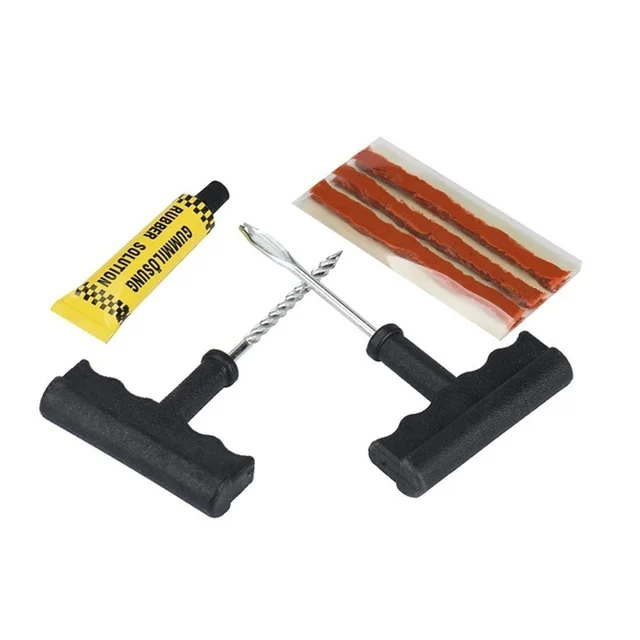 1513 Puncture Repair Kit Tubeless Tyre Full Set with Nose Pliers, Rubber Cement and Extra Strips for Cars, Bikes - 0.124 kgs, China